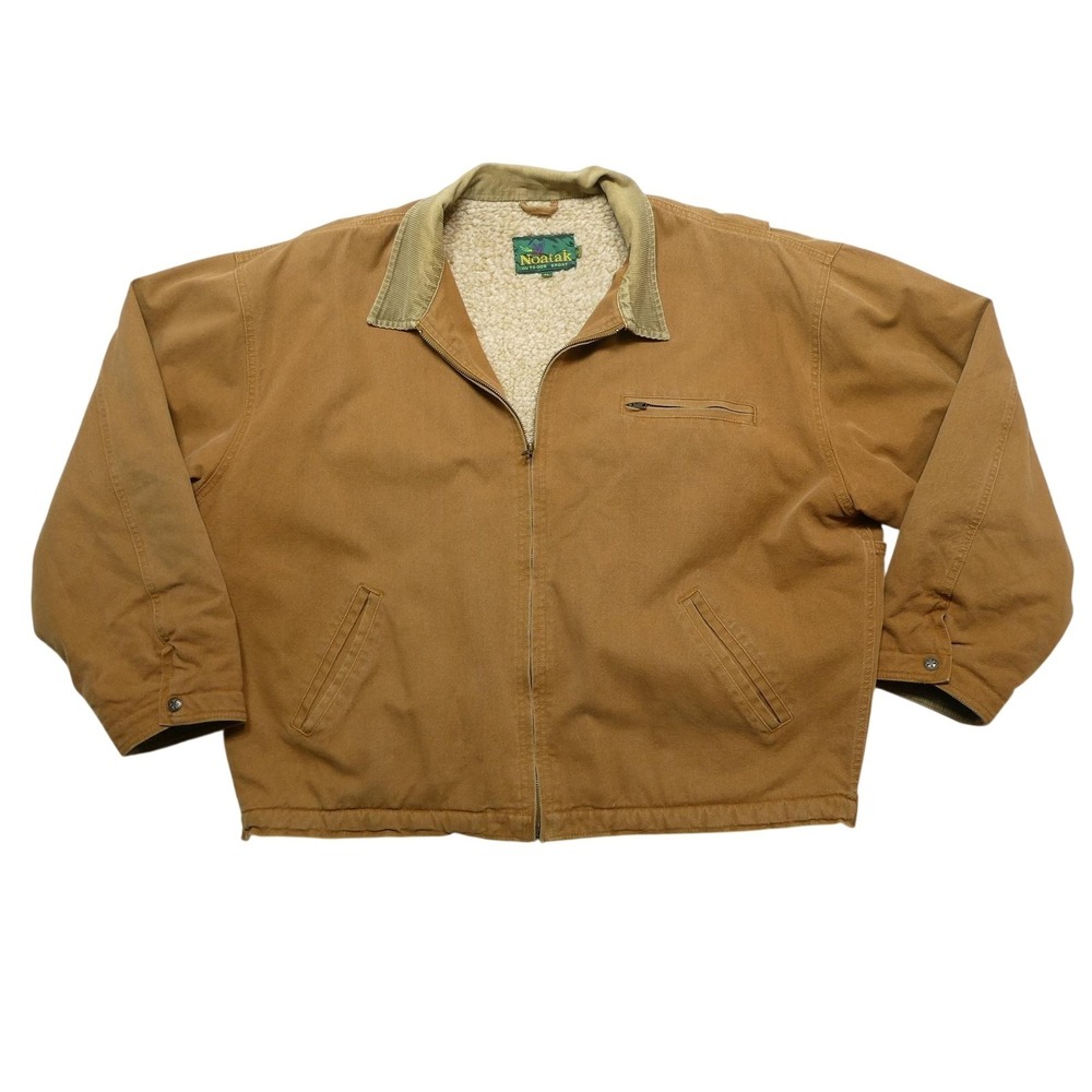 Noatak Jacket Mens XL Brown Canvas Sherpa Lined Bomber Workwear Outdoor
